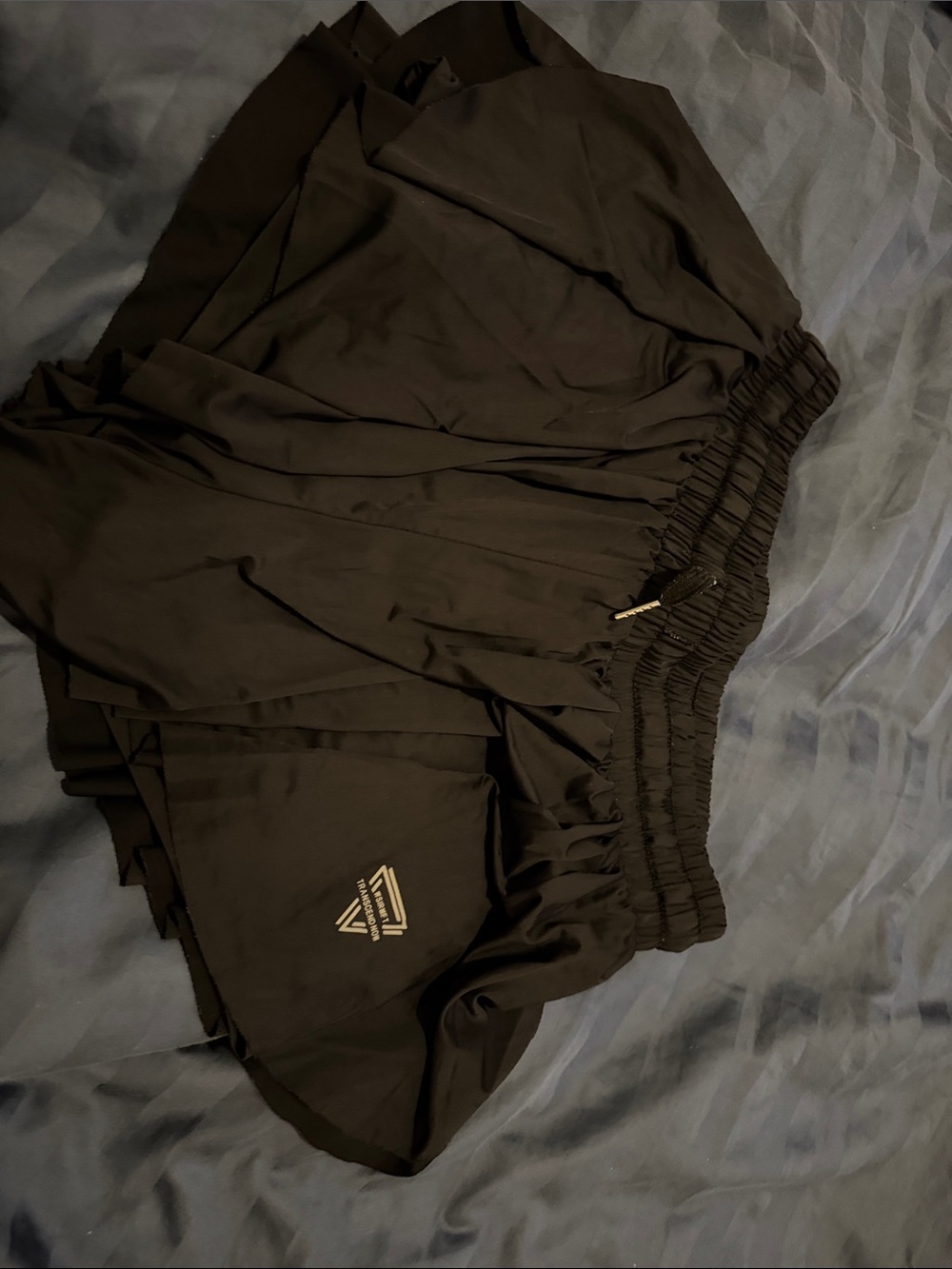 Women's Black Athletic Shorts with Iconic Triangle Logo
